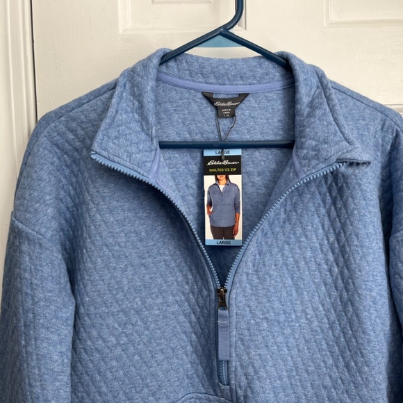 Eddie Bauer quilted 1/2 zip pullover,  Size L.  NWT - Picture 3 of 5